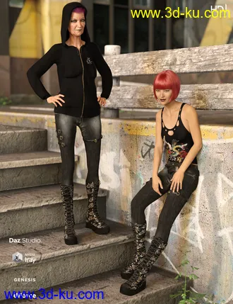 3D打印模型Gothy Punk Outfit Textures的图片