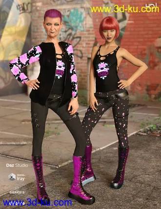 3D打印模型Gothy Punk Outfit Textures的图片