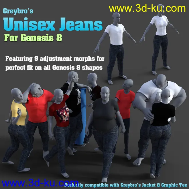 Greybro's Unisex Jeans for G8模型的图片1