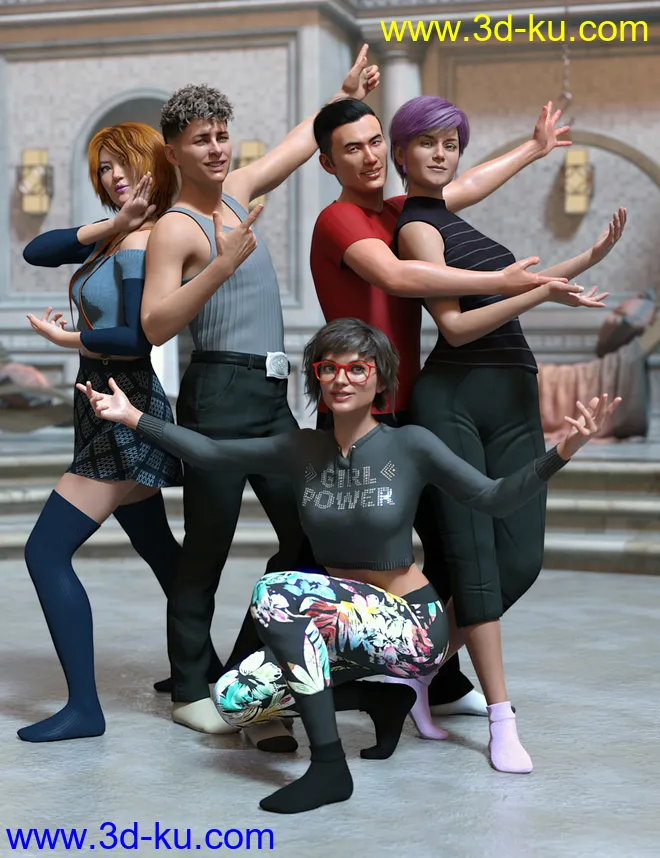 Group Photo Time Poses for Genesis 8模型的图片3