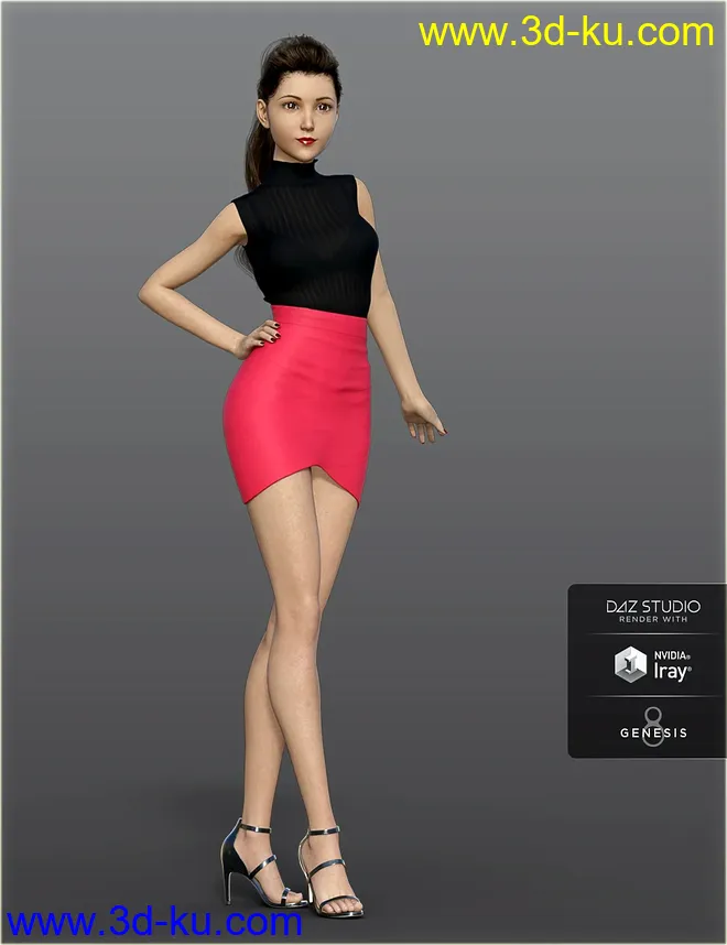 H&C Bandage Mini Skirt Outfit for Genesis 8 Female(s)模型的图片3