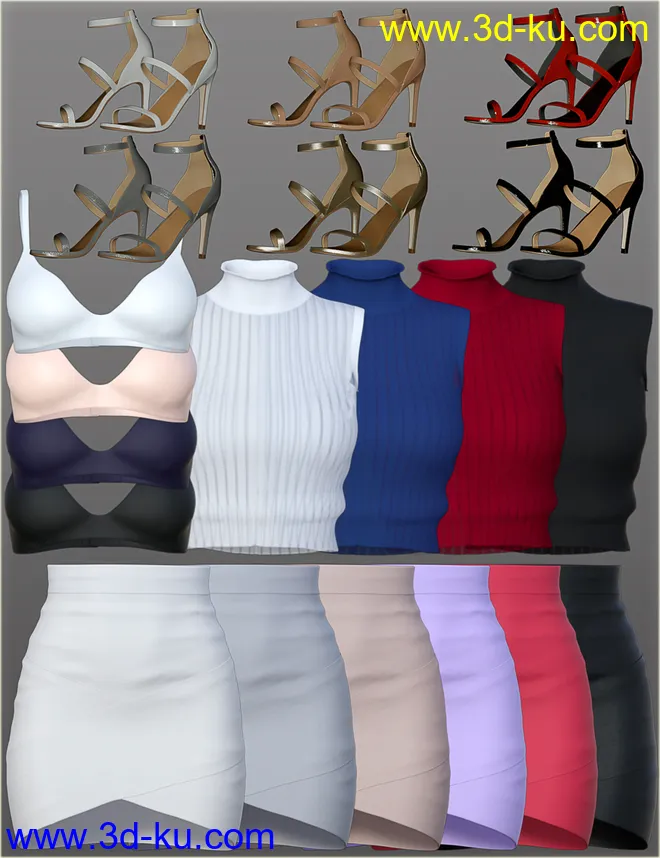 H&C Bandage Mini Skirt Outfit for Genesis 8 Female(s)模型的图片10