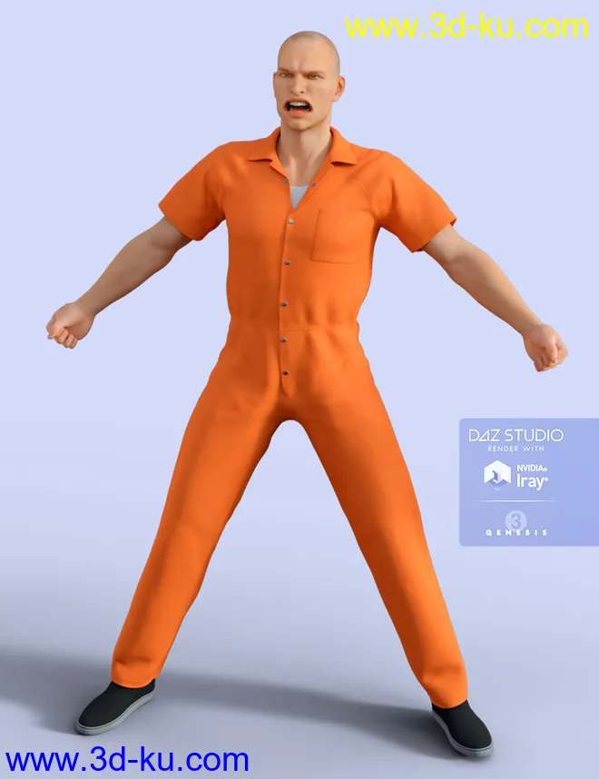 H&C Prisoner Clothing B for Genesis 3 Male(s)模型的图片2
