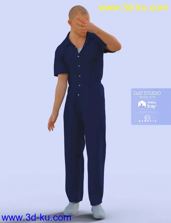 H&C Prisoner Clothing B for Genesis 3 Male(s)模型的图片5