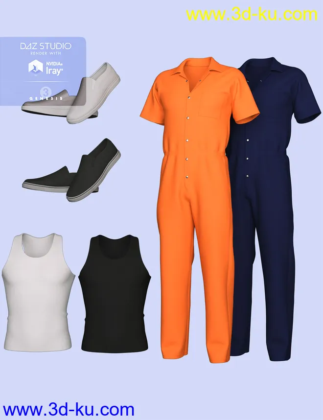 H&C Prisoner Clothing B for Genesis 3 Male(s)模型的图片9