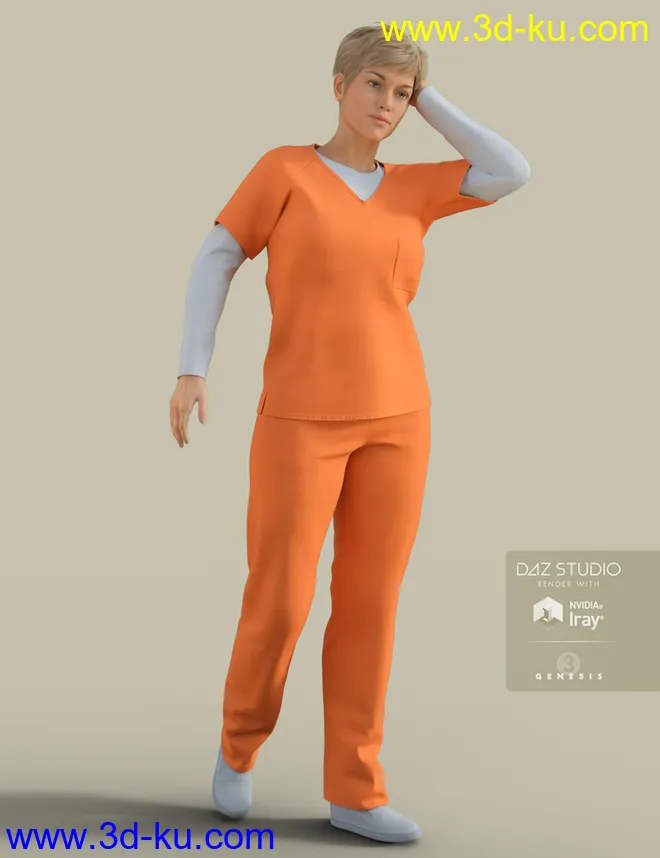 H&C Prisoner Clothing for Genesis 3 Female模型的图片2