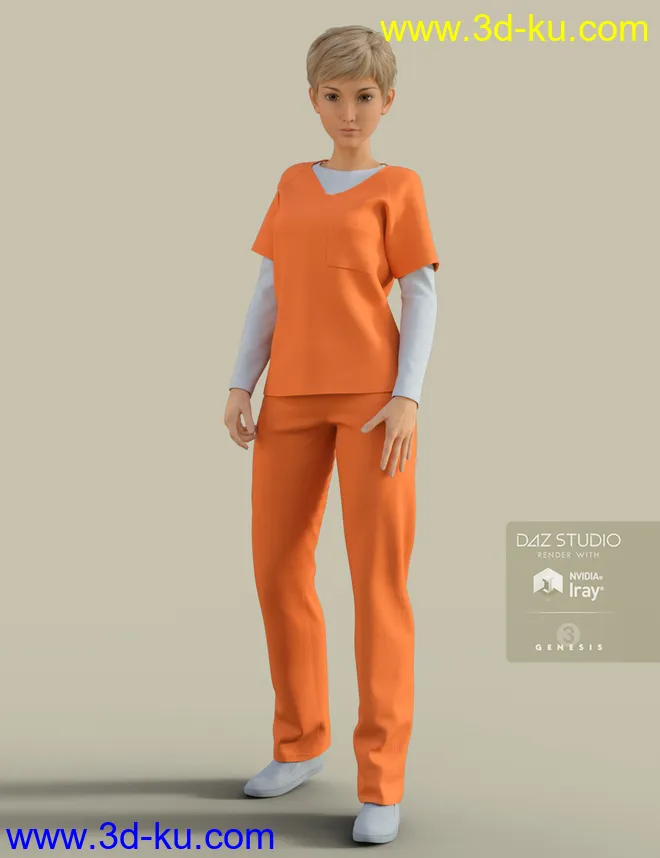 H&C Prisoner Clothing for Genesis 3 Female模型的图片3