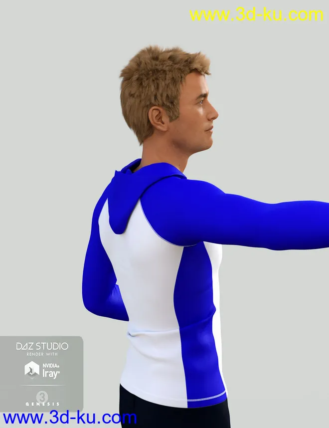 H&C Rash Guard Outfit for Genesis 3 Male模型的图片3
