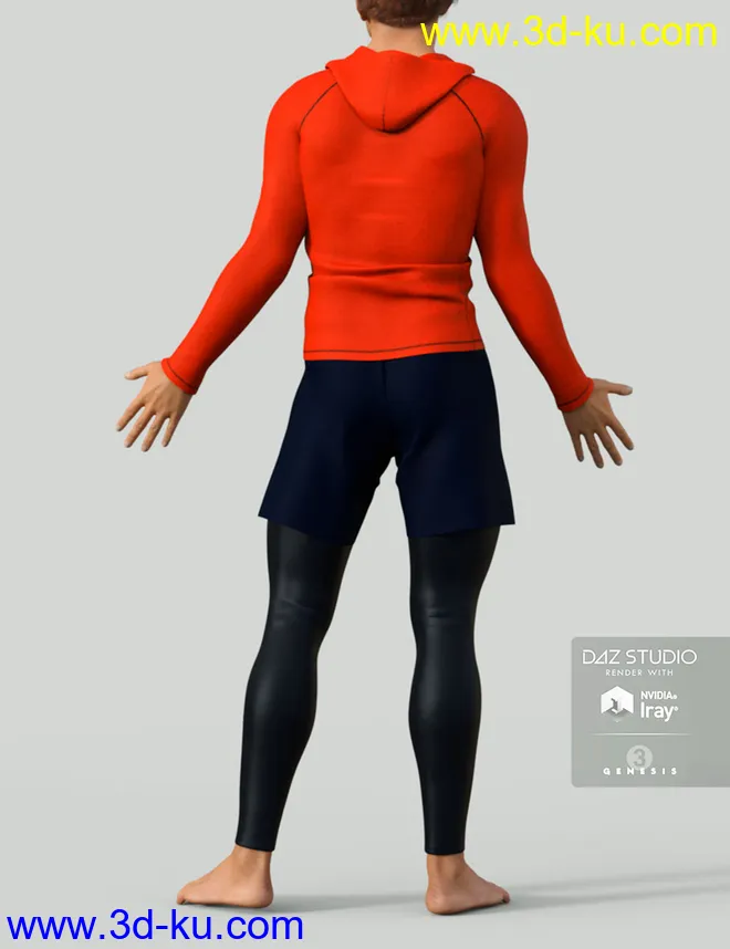 H&C Rash Guard Outfit for Genesis 3 Male模型的图片4