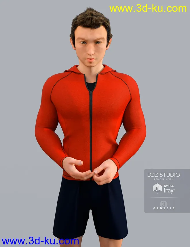 H&C Rash Guard Outfit for Genesis 3 Male模型的图片10