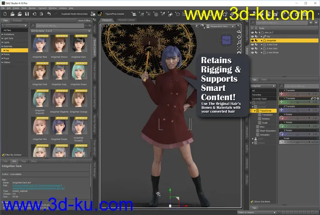 Hair Converter from Genesis 8 Female to Genesis 3 Female模型的图片3