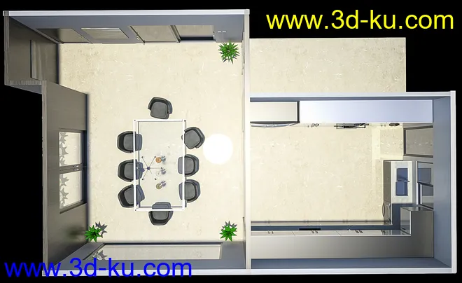 High Rise Kitchen and Dining Room模型的图片7