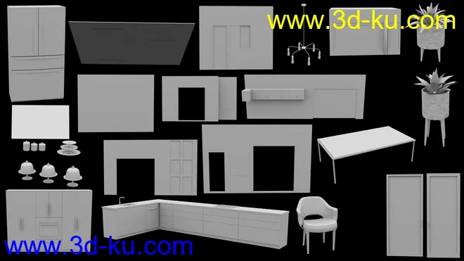 High Rise Kitchen and Dining Room模型的图片8