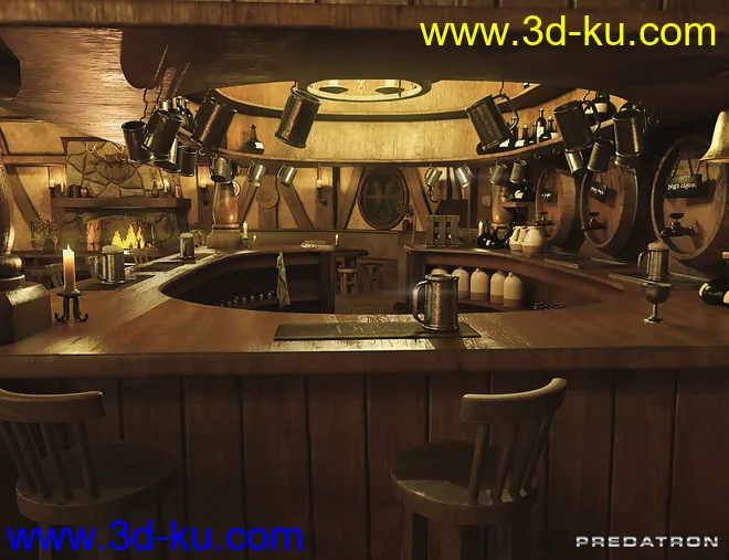 Hog and Barrel Pub Interior模型的图片2