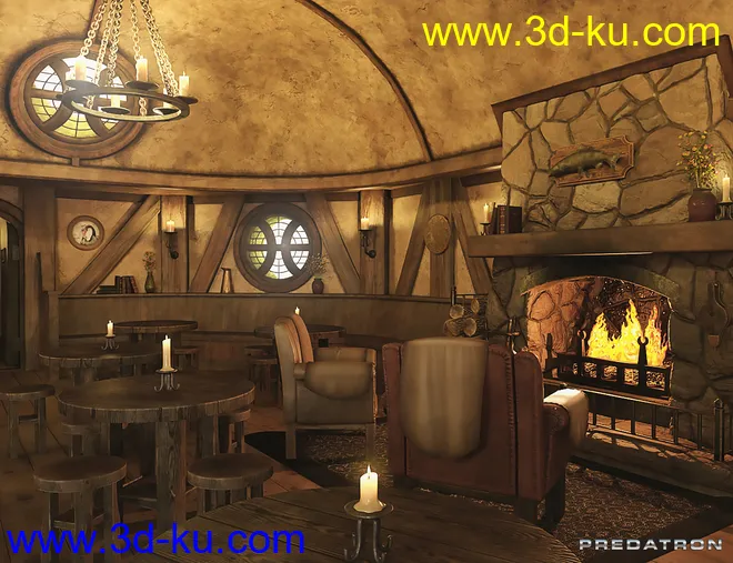 Hog and Barrel Pub Interior模型的图片3