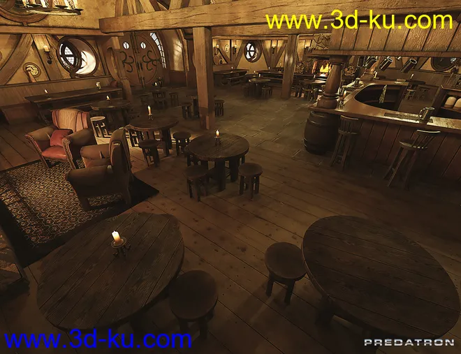 Hog and Barrel Pub Interior模型的图片4