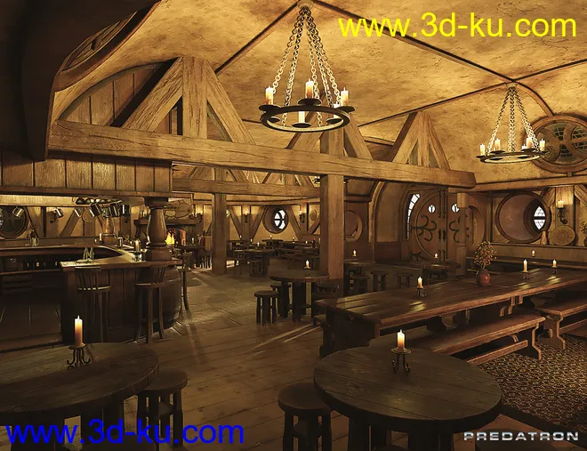 Hog and Barrel Pub Interior模型的图片5