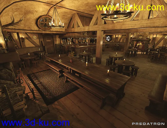 Hog and Barrel Pub Interior模型的图片6