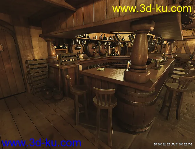 Hog and Barrel Pub Interior模型的图片8