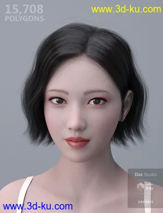3D打印模型HY Wavy Bob Hair for Genesis 3 and 8的图片