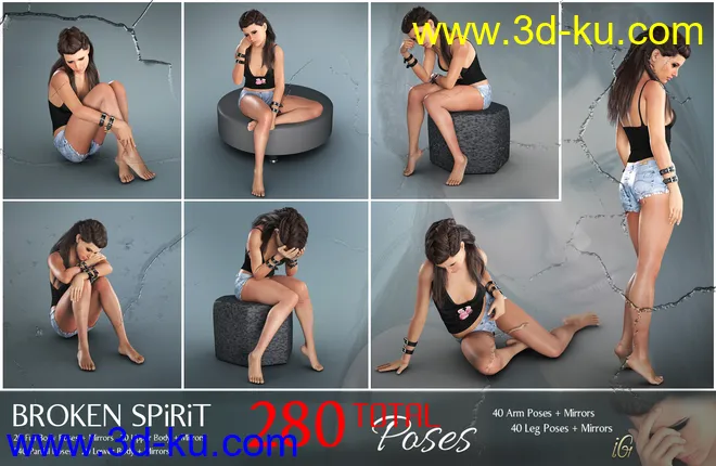 iG Broken Spirit Poses for Genesis 8 Female模型的图片4