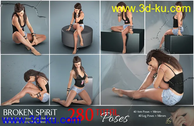 iG Broken Spirit Poses for Genesis 8 Female模型的图片5