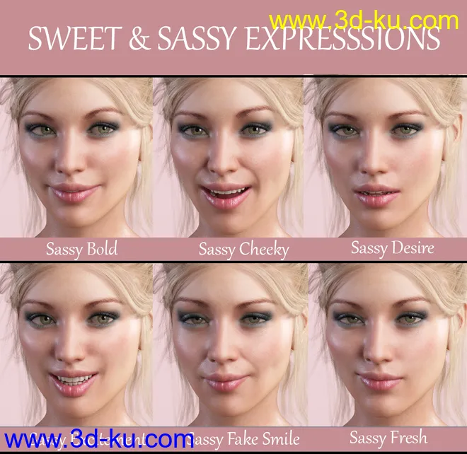 iG Sweet & Sassy Expressions for Genesis 8 Female(s)模型的图片6