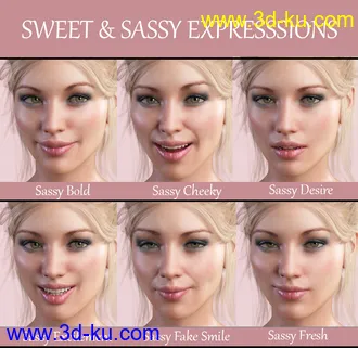 3D打印模型iG Sweet & Sassy Expressions for Genesis 8 Female(s)的图片