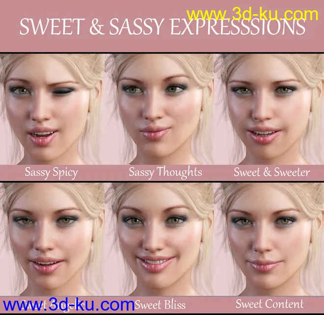 iG Sweet & Sassy Expressions for Genesis 8 Female(s)模型的图片8