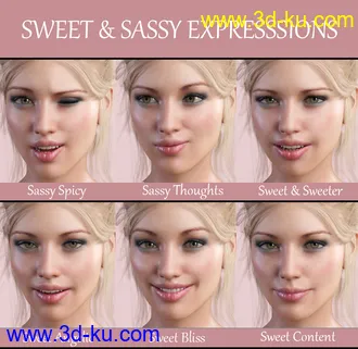 3D打印模型iG Sweet & Sassy Expressions for Genesis 8 Female(s)的图片