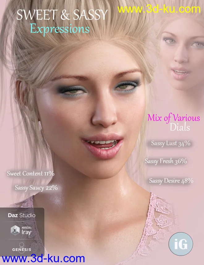 iG Sweet & Sassy Expressions for Genesis 8 Female(s)模型的图片11