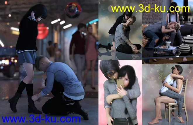 In Love Poses for Genesis 8模型的图片3