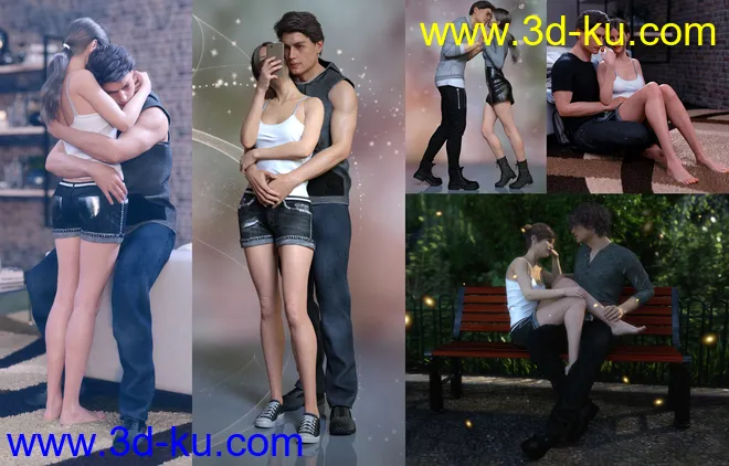 In Love Poses for Genesis 8模型的图片5