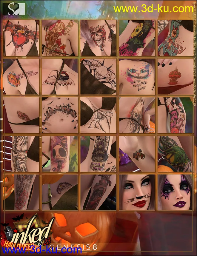 Inked Vol 23 - Halloween for Genesis 8 Female(s)模型的图片12
