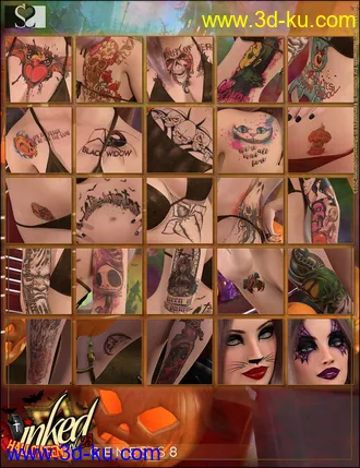 3D打印模型Inked Vol 23 - Halloween for Genesis 8 Female(s)的图片