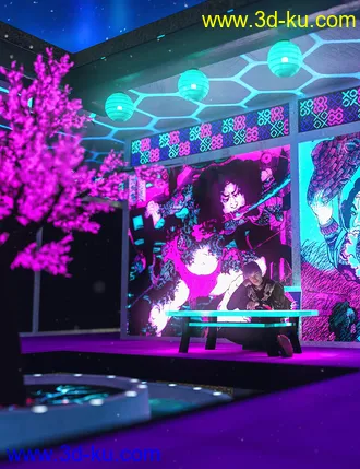 3D打印模型Japanese Tree Room Cyber Textures Add-On的图片