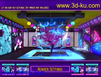 3D打印模型Japanese Tree Room Cyber Textures Add-On的图片
