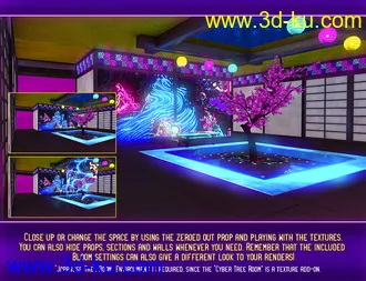 3D打印模型Japanese Tree Room Cyber Textures Add-On的图片