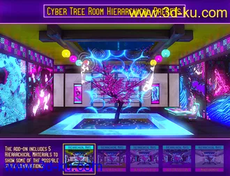 3D打印模型Japanese Tree Room Cyber Textures Add-On的图片