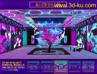 3D打印模型Japanese Tree Room Cyber Textures Add-On的图片