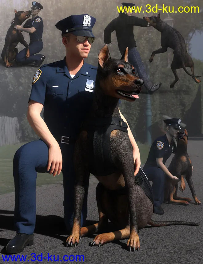 K-9 Unit Poses for Genesis 8 and Daz Dog 8模型的图片1