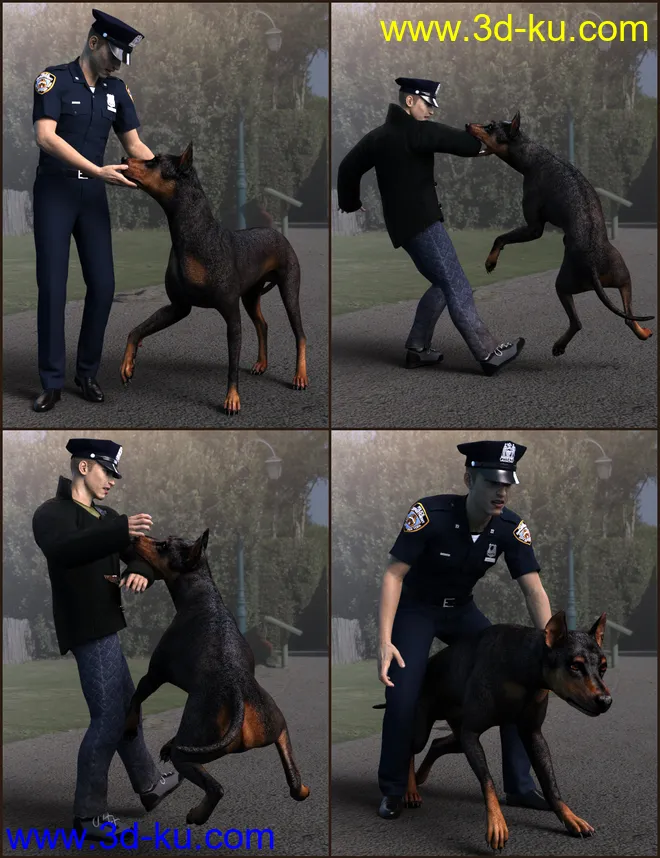 K-9 Unit Poses for Genesis 8 and Daz Dog 8模型的图片2