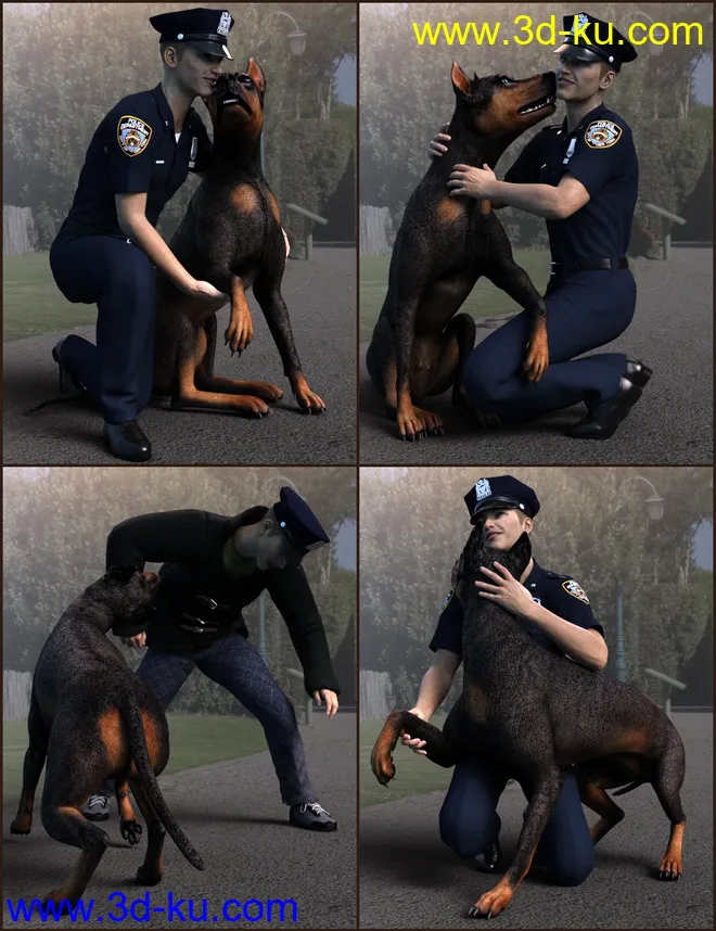 K-9 Unit Poses for Genesis 8 and Daz Dog 8模型的图片3