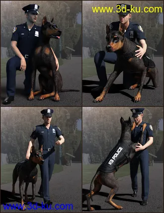 3D打印模型K-9 Unit Poses for Genesis 8 and Daz Dog 8的图片