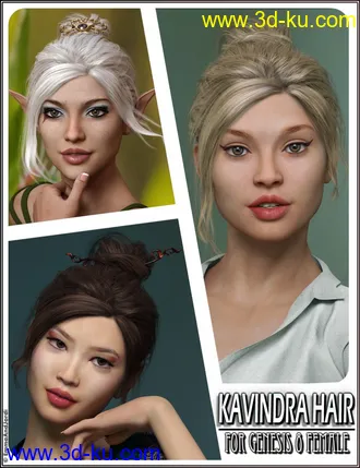 3D打印模型Kavindra Hair For Genesis 8 Female(s)的图片