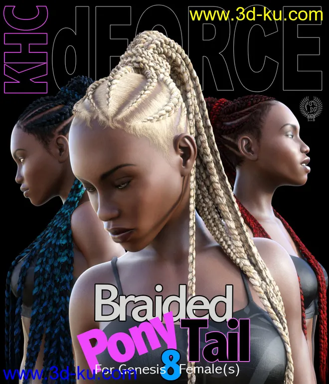 KHC - Braided Pony Tail For Genesis 8 Females模型的图片1