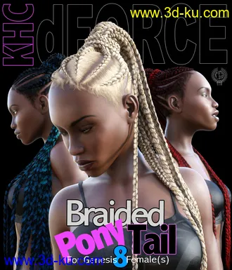 3D打印模型KHC - Braided Pony Tail For Genesis 8 Females的图片