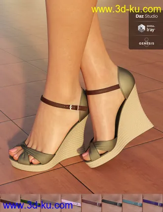 3D打印模型Kiru Wedge High Heels for Genesis 3 and 8 female(s)的图片
