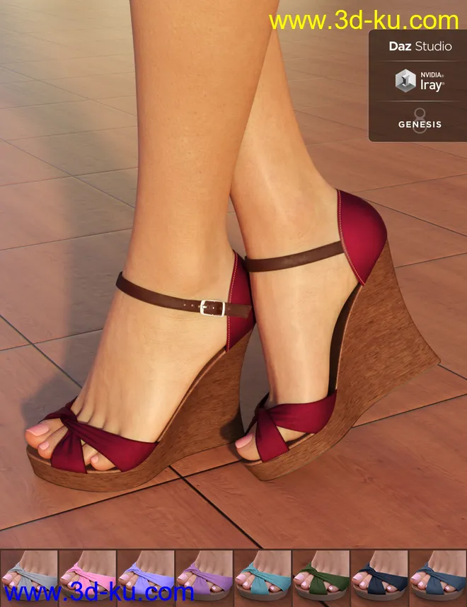 Kiru Wedge High Heels for Genesis 3 and 8 female(s)模型的图片4