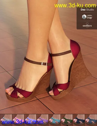 3D打印模型Kiru Wedge High Heels for Genesis 3 and 8 female(s)的图片